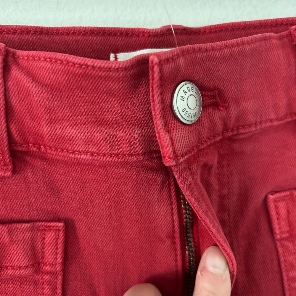 Madewell Womens Emmy Wide-Leg Denim Pants Cherry Red High Rise 29 Tall New - Picture 4 of 10